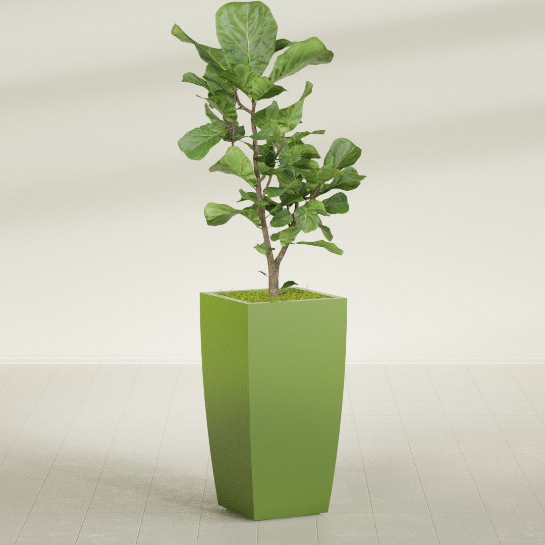 Toulan Large Tall Tapered Square Fiberglass Planter - 18 in x 18 in x 36 in - Satin Green - Satin Green,18 in x 18 in x 36 in