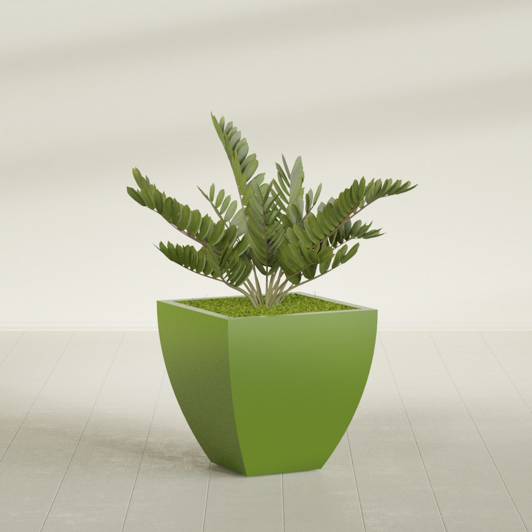 Lima Medium Tapered Square Fiberglass Planter - 24 in x 24 in x 24 in - Satin Green - Satin Green,24 in x 24 in x 24 in