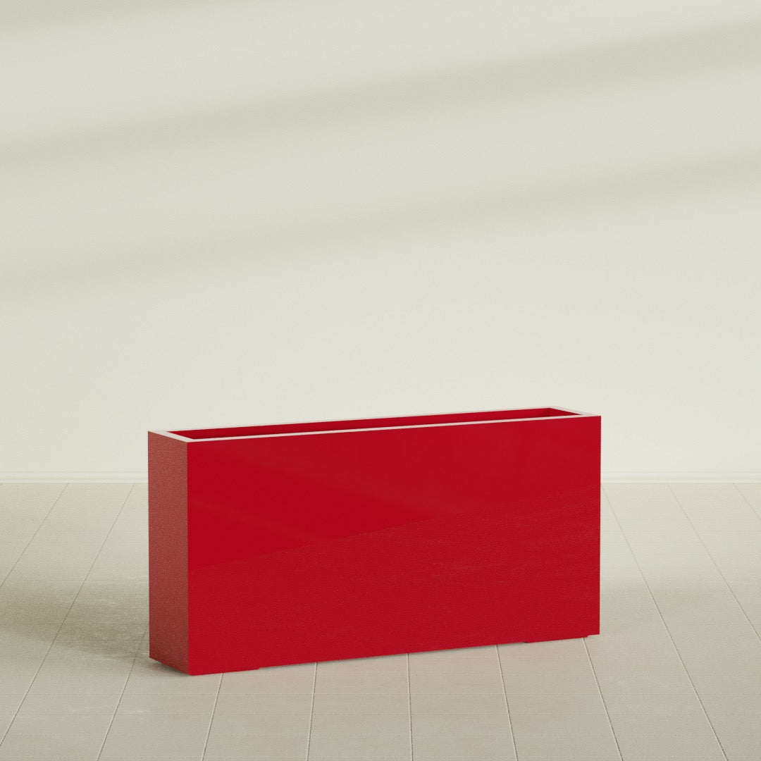 Milano Extra Large Narrow Rectangle Fiberglass Planter - 48 in x 10 in x 24 in - Gloss Red - Gloss Red,48 in x 10 in x 24 in