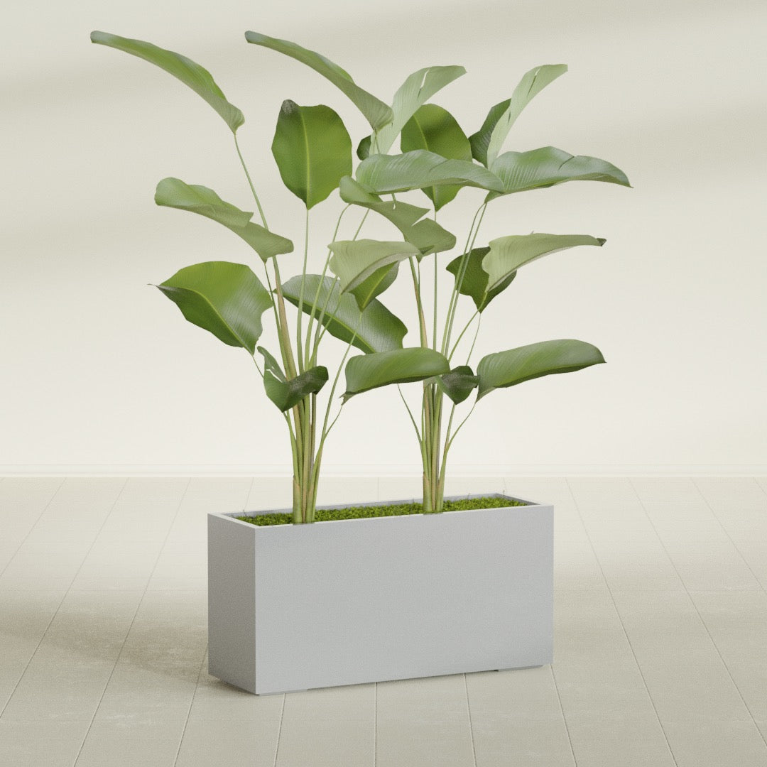 Tolga Extra Large Long Rectangle Fiberglass Planter - 48 in x 16 in x 24 in - Metallic Silver - Metallic Silver,48 in x 16 in x 24 in