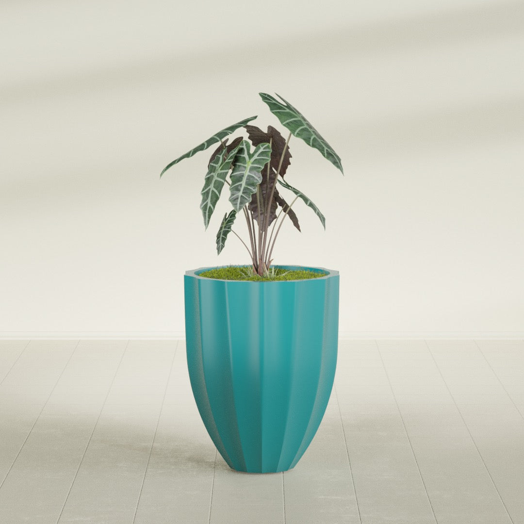 Alicante Medium Round Fiberglass Planter - 22 in x 22 in x 27 in - Satin Sea Foam - Satin Sea Foam,22 in x 22 in x 27 in