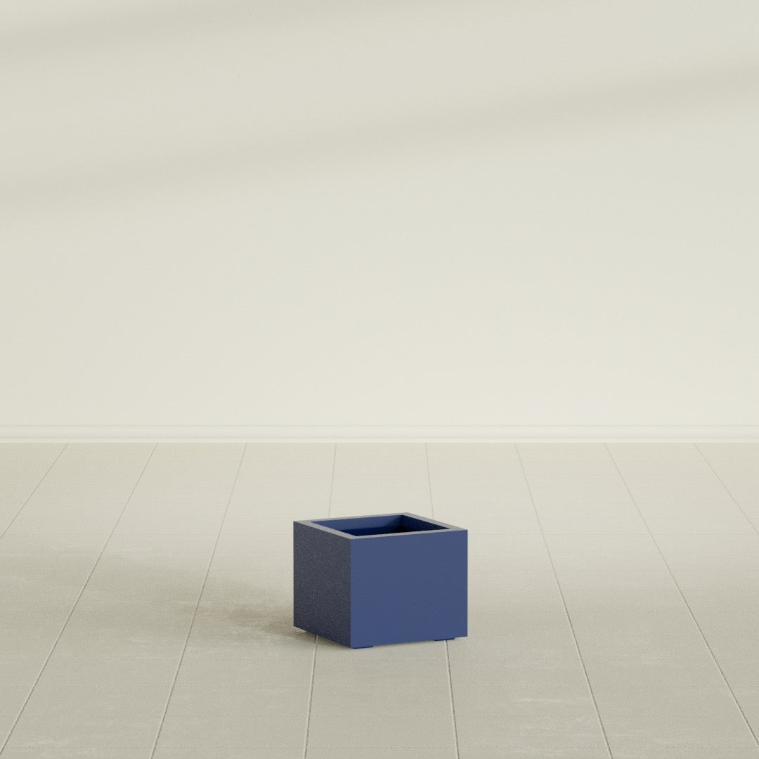 Cuba Small Fiberglass Column Planter - 14 in x 14 in x 12 in - Matte Cobalt Blue - Matte Cobalt Blue,14 in x 14 in x 12 in