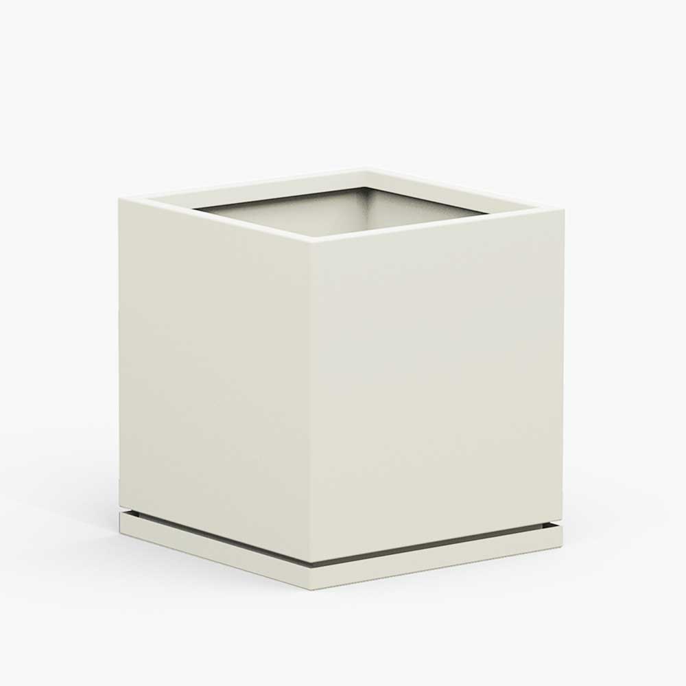 Medium Metal Square Cube Planter - 22 in x 22 in x 22 in - Beige - With Drip Tray - Beige,22 in x 22 in x 22 in,With Drip Tray