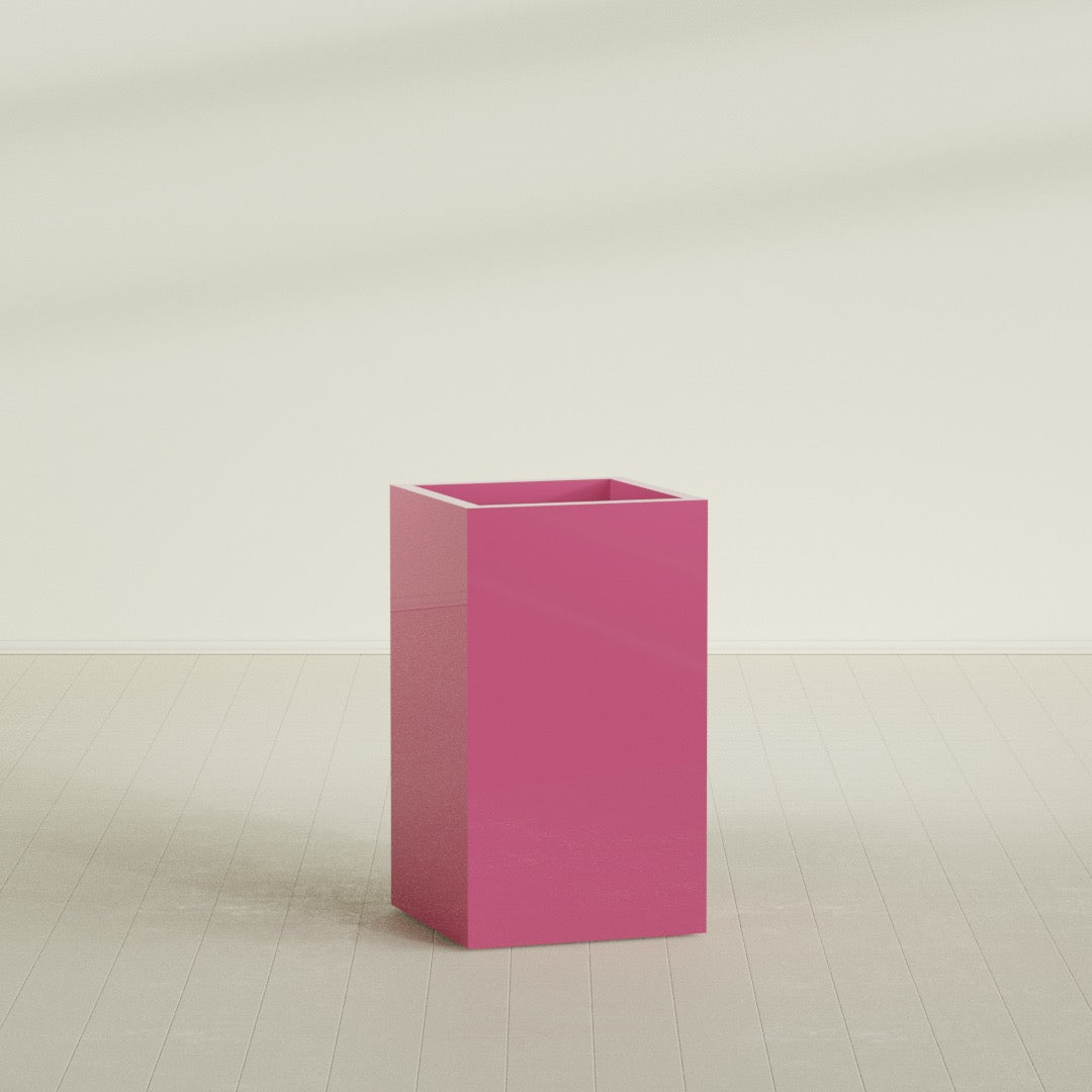 Darwin Large Tall Rectangle Fiberglass Planter - 24 in x 24 in x 42 in - Gloss Pink Violet - Gloss Pink Violet,24 in x 24 in x 42 in