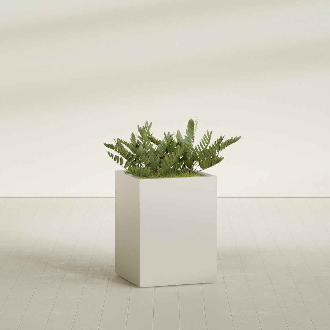 Brisbane Large Rectangle Fiberglass Planter - 24 in x 24 in x 32 in - Satin Beige - Satin Beige,24 in x 24 in x 32 in