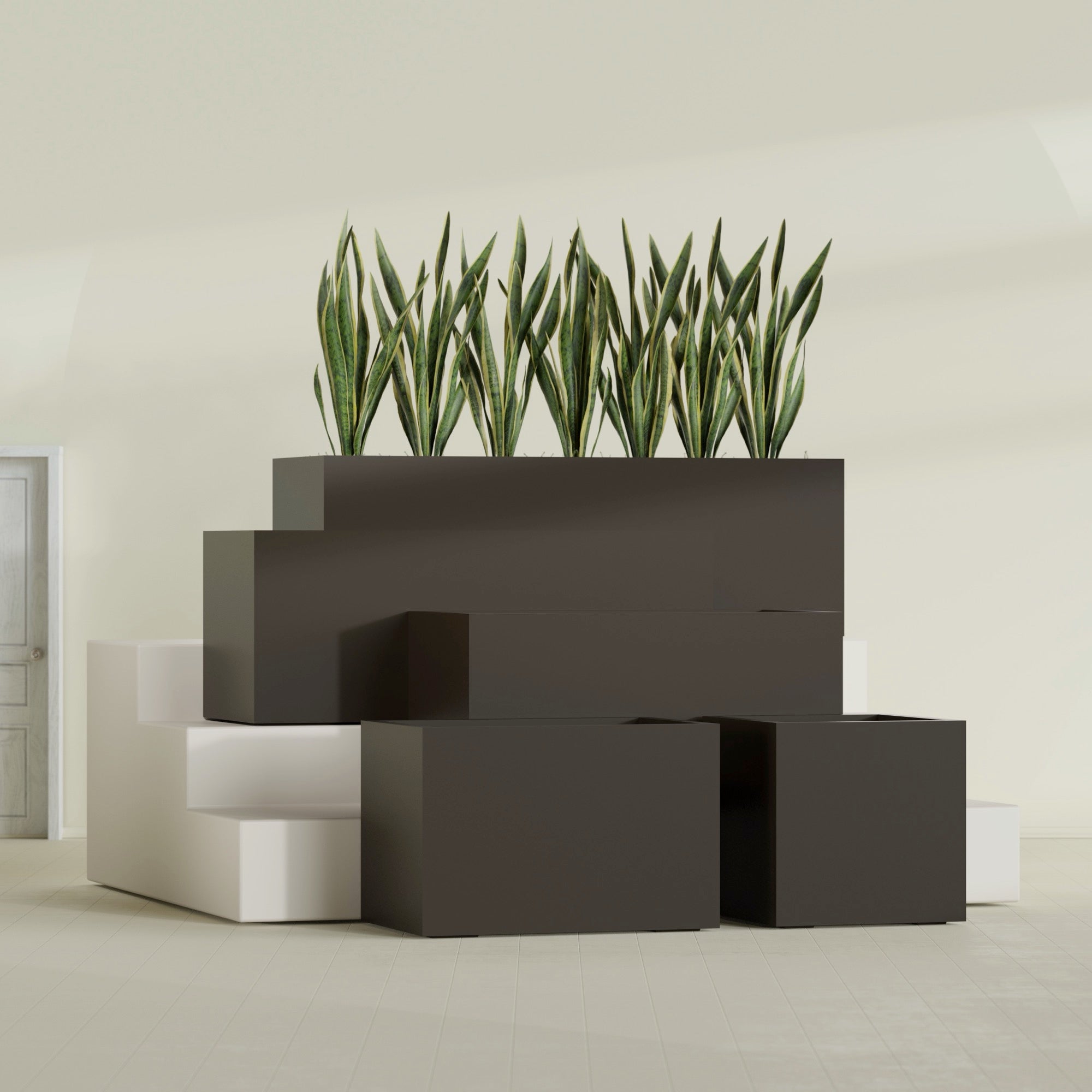 Granada Extra Large Long Rectangle Fiberglass Planter - 60 in x 24 in x 24 in - Matte Brown - Matte Brown,60 in x 24 in x 24 in