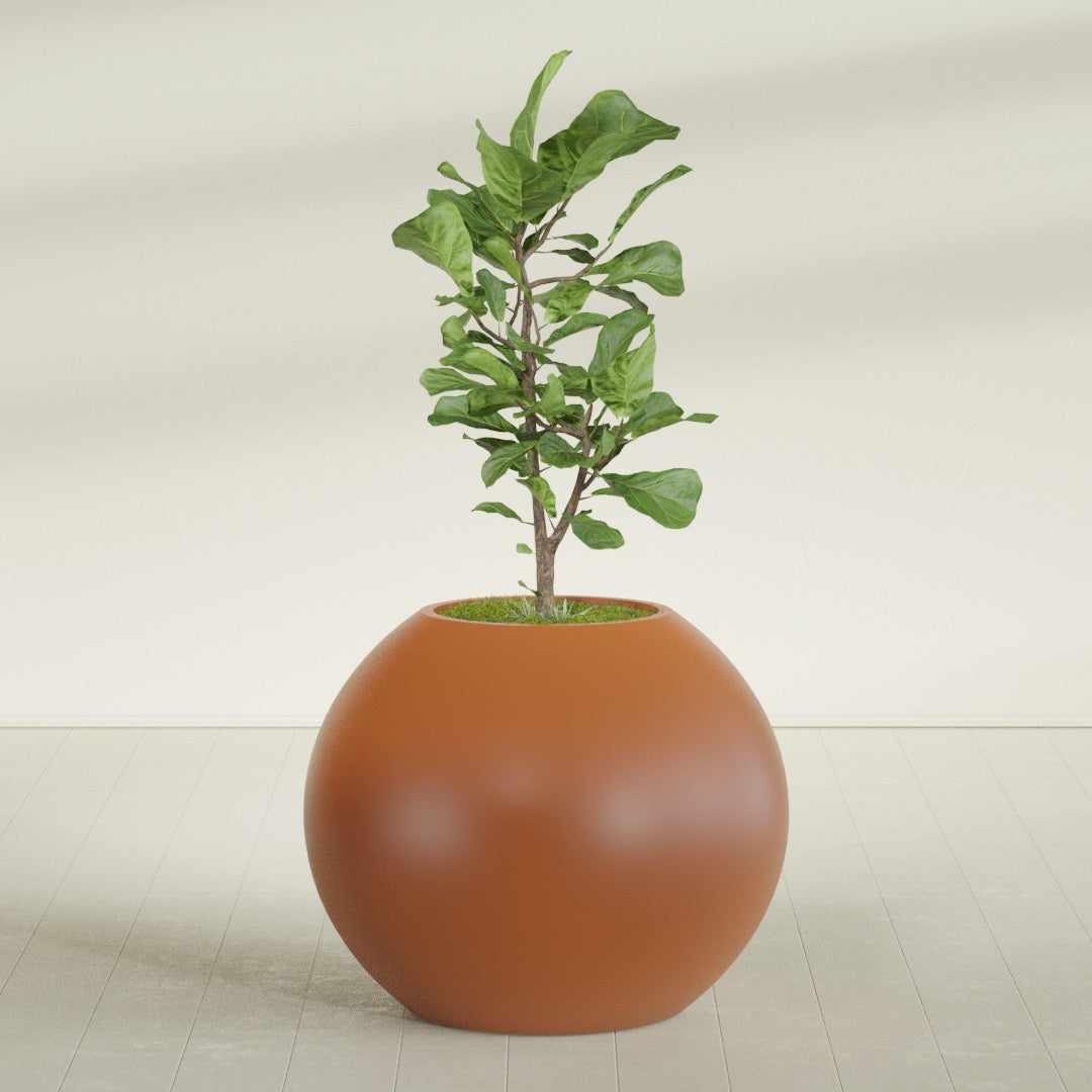 Globe Large Sphere Fiberglass Planter - 36 in x 36 in x 30 in - Matte Terracotta - Matte Terracotta,36 in x 36 in x 30 in