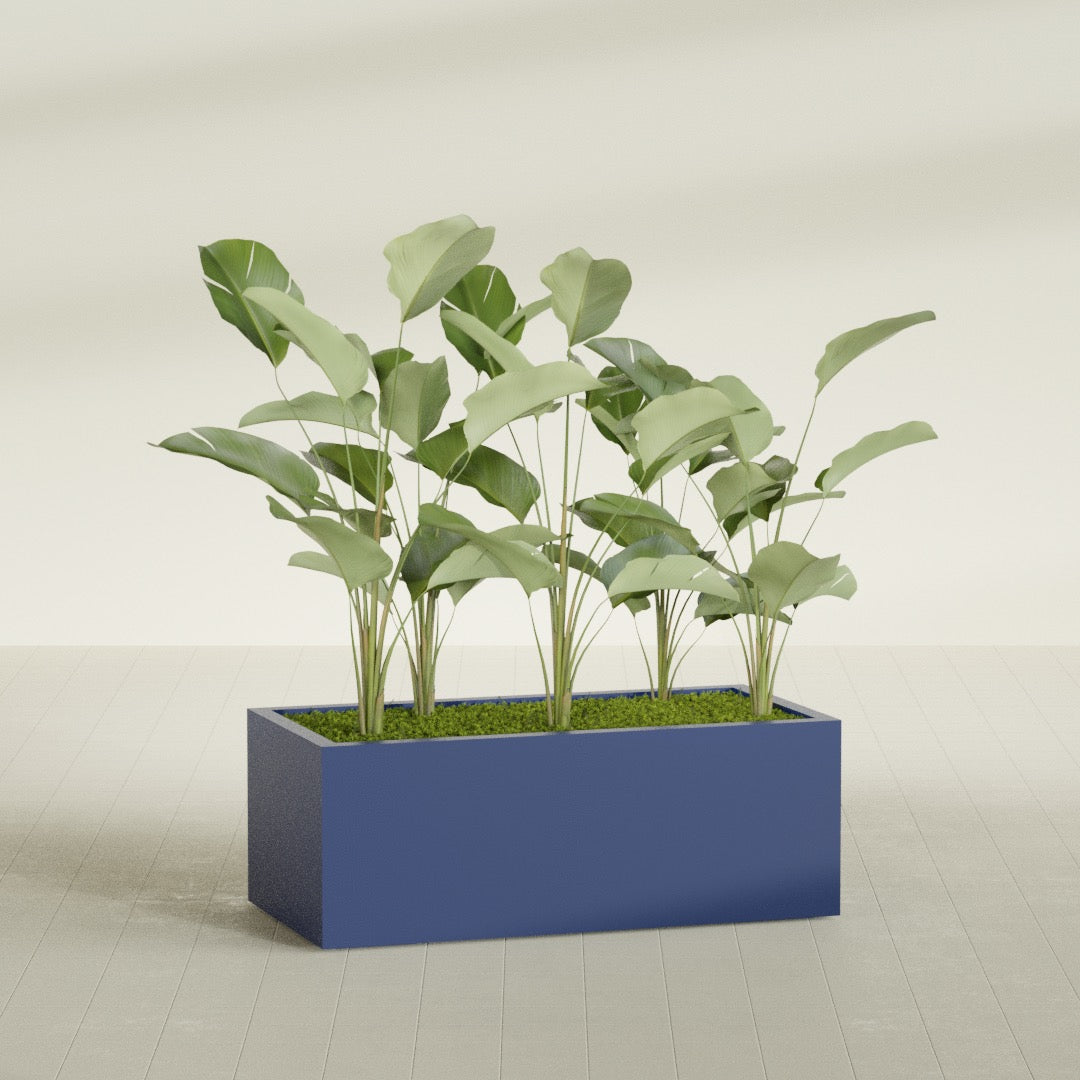 Torino Extra Large Wide Rectangle Fiberglass Planter - 48 in x 24 in x 18 in - Matte Cobalt Blue - Matte Cobalt Blue,48 in x 24 in x 18 in