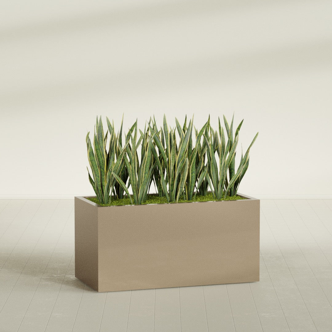 Granada Extra Large Long Rectangle Fiberglass Planter - 48 in x 24 in x 24 in - Metallic Gold - Metallic Gold,48 in x 24 in x 24 in