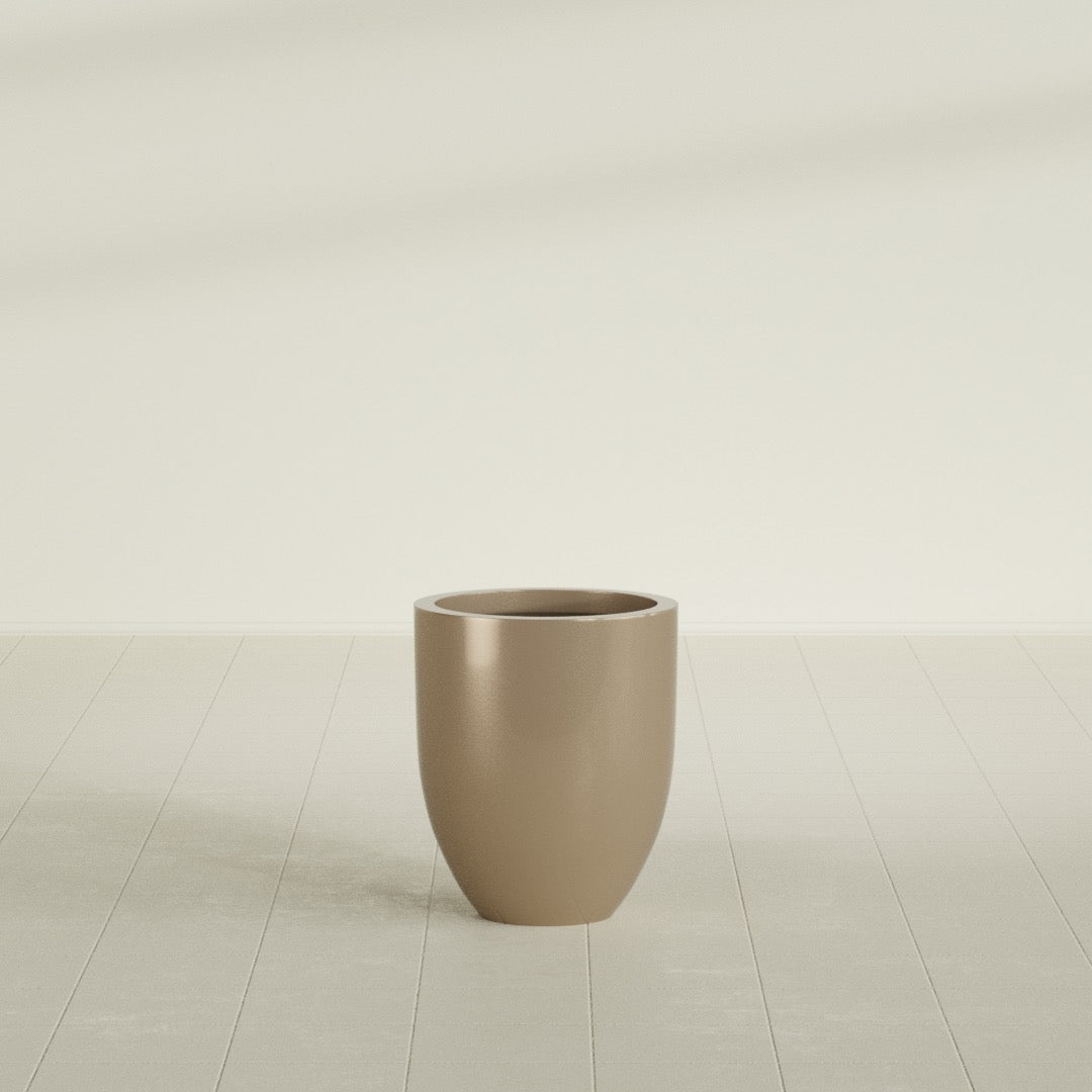Valencia Small Round Fiberglass Planter - 15 in x 15 in x 18 in - Metallic Gold - Metallic Gold,15 in x 15 in x 18 in