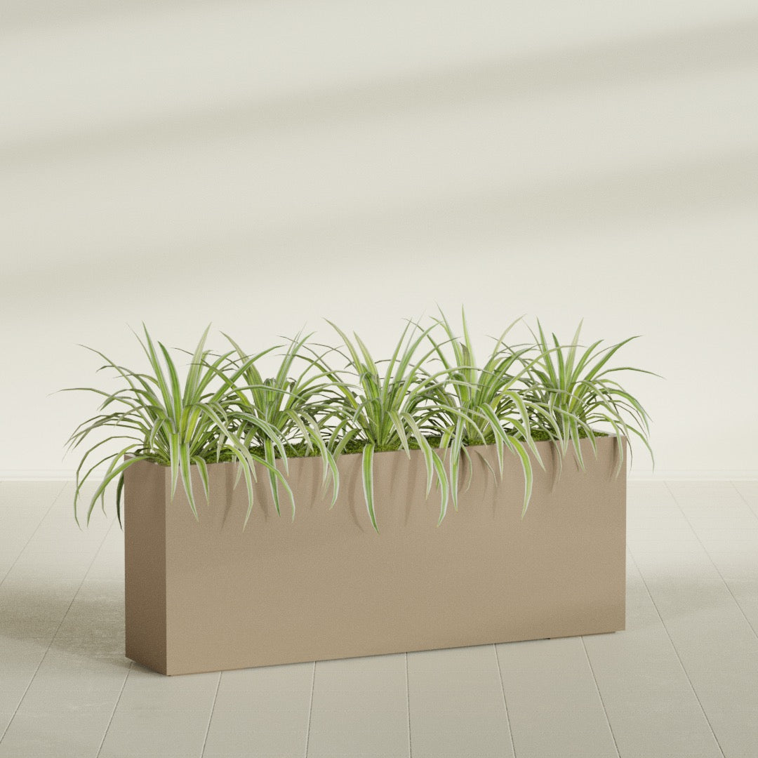 Hollywood Extra Large Narrow Rectangle Fiberglass Planter - 60 in x 12 in x 24 in - Metallic Gold - Metallic Gold,60 in x 12 in x 24 in