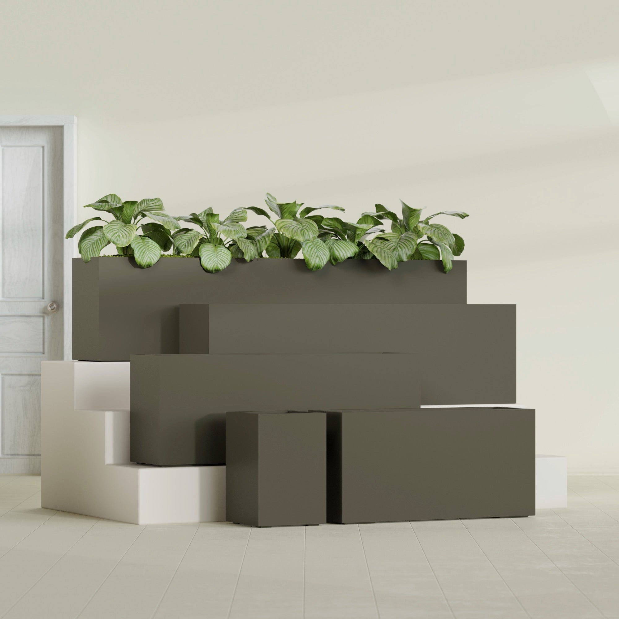 Miami Extra Large Narrow Rectangle Fiberglass Planter - 72 in x 12 in x 18 in - Matte Bronze - Matte Bronze,72 in x 12 in x 18 in
