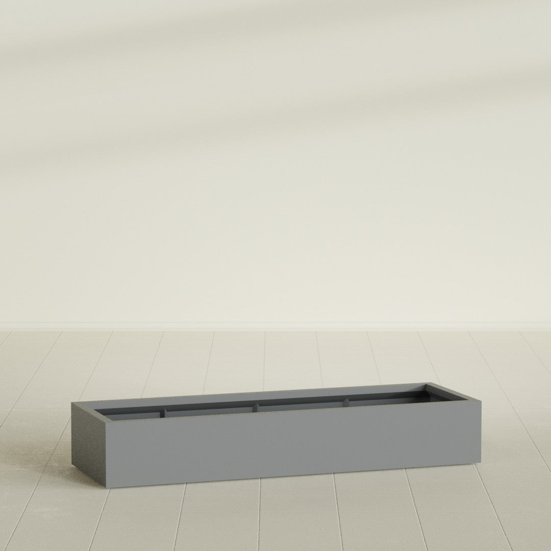 Antwerp Extra Large Long Rectangle Fiberglass Planter - 72 in x 24 in x 12 in - Metallic Gunmetal - Metallic Gunmetal,72 in x 24 in x 12 in