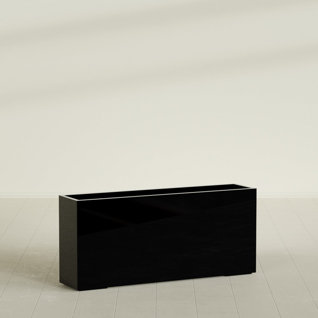 Potsdam Extra Large Long Rectangle Fiberglass Planter - 72 in x 16 in x 32 in - Gloss Black - Gloss Black,72 in x 16 in x 32 in