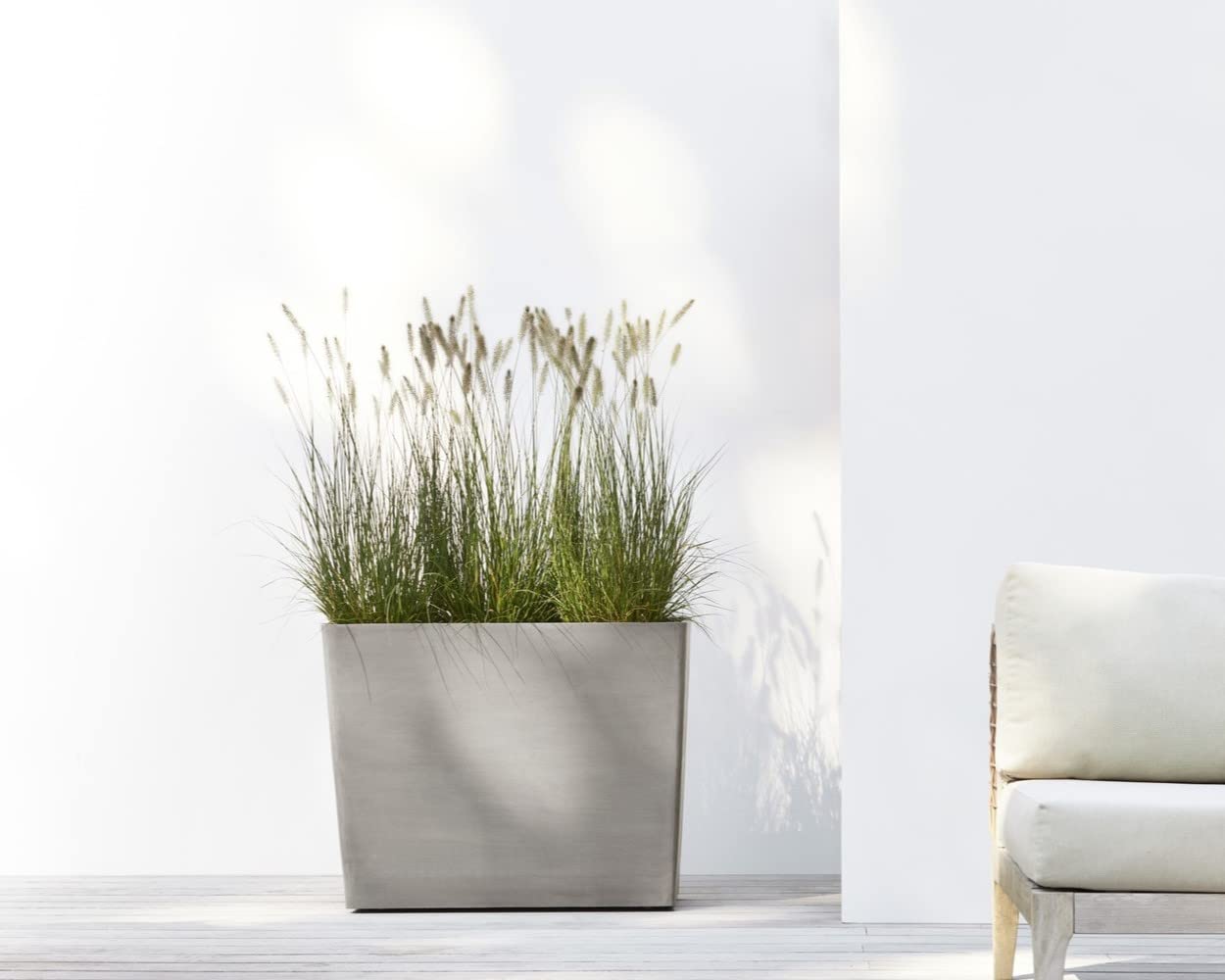 Paris with Wheels Large Rectangle Planter - 33.5 in x 15.5 in x 26 in - Taupe - Taupe,33.5 in x 15.5 in x 26 in