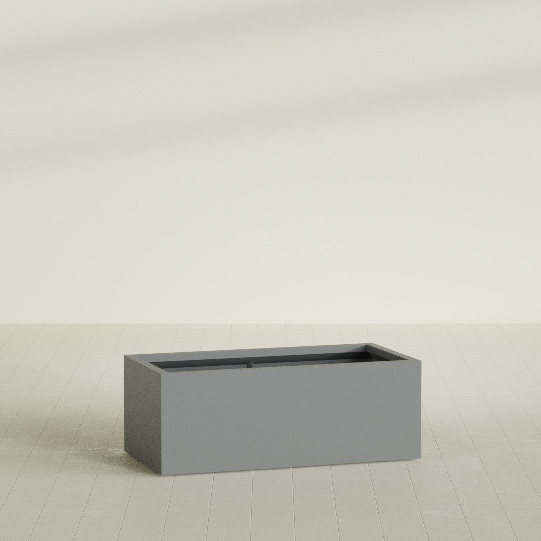 Torino Extra Large Wide Rectangle Fiberglass Planter - 48 in x 24 in x 18 in - Metallic Gunmetal - Metallic Gunmetal,48 in x 24 in x 18 in