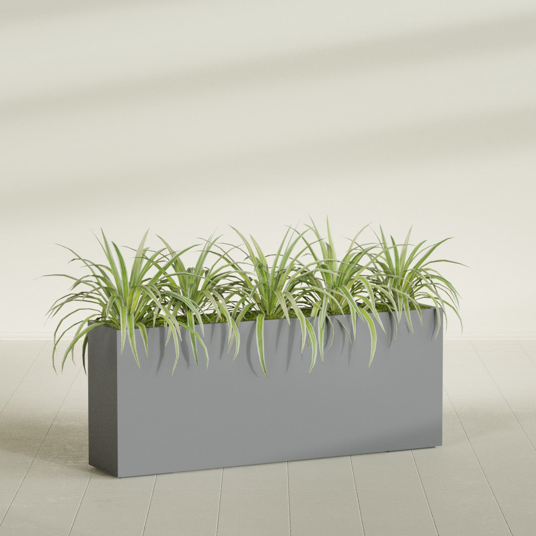 Hollywood Extra Large Narrow Rectangle Fiberglass Planter - 60 in x 12 in x 24 in - Metallic Gunmetal - Metallic Gunmetal,60 in x 12 in x 24 in