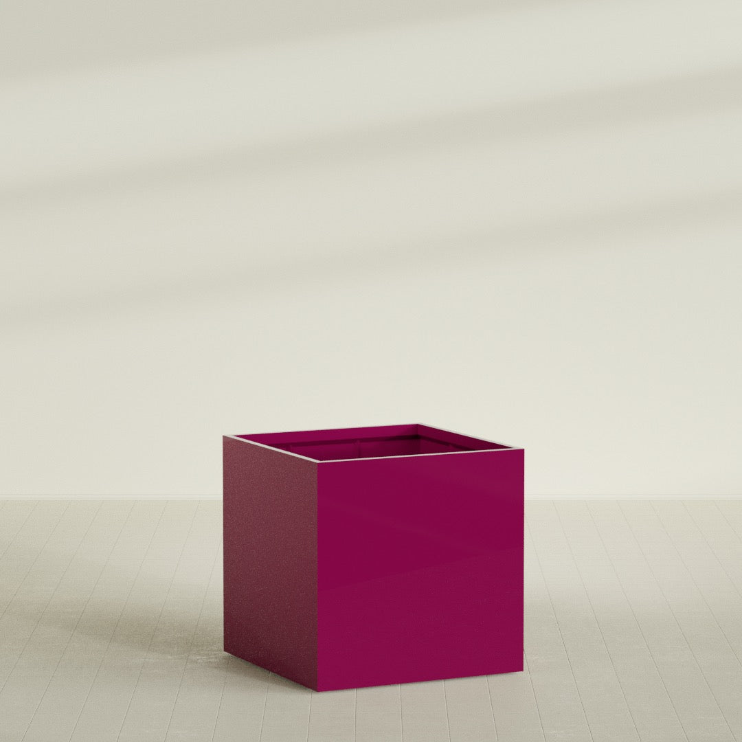Montroy Extra Large Cube Square Fiberglass Planter - 48 in x 48 in x 48 in - Gloss Eggplant - Gloss Eggplant,48 in x 48 in x 48 in