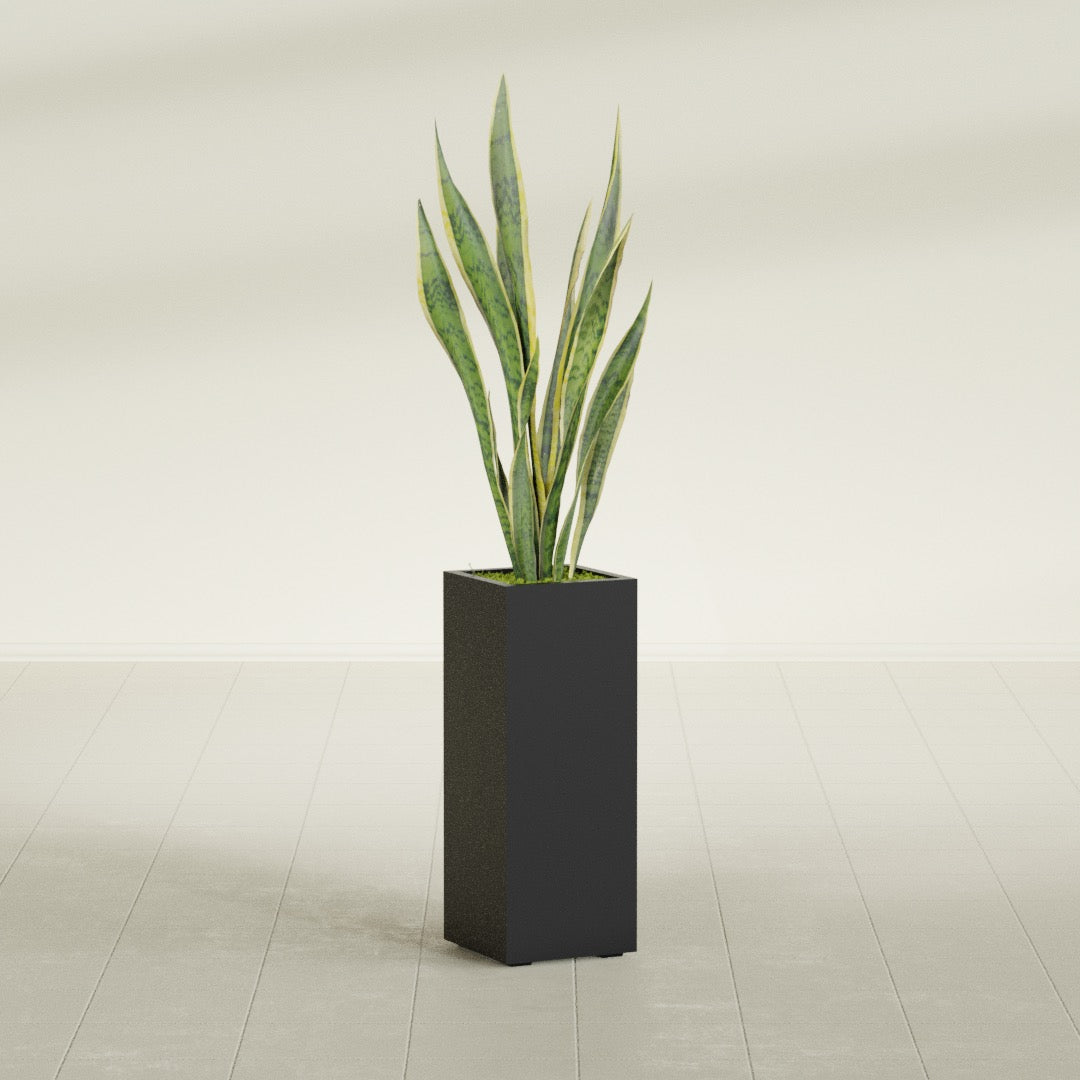 Perth Large Tall Rectangle Fiberglass Planter - 16 in x 16 in x 42 in - Matte Black - Matte Black,16 in x 16 in x 42 in