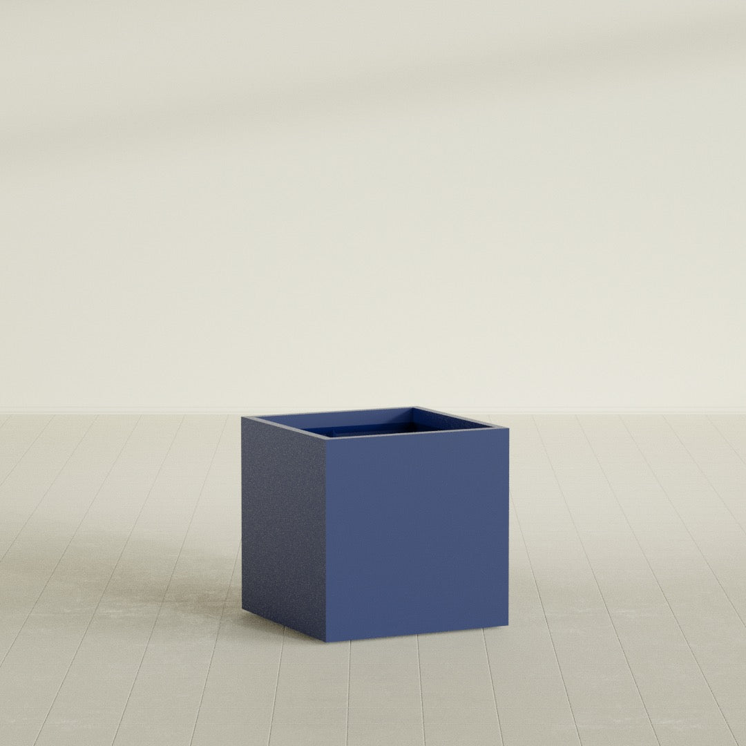 Montroy Medium Cube Square Fiberglass Planter - 28 in x 28 in x 28 in - Matte Cobalt Blue - Matte Cobalt Blue,28 in x 28 in x 28 in
