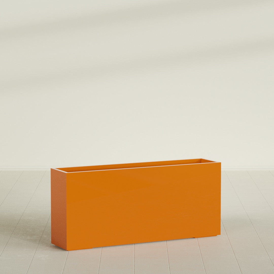 Potsdam Extra Large Long Rectangle Fiberglass Planter - 72 in x 16 in x 32 in - Gloss Tangerine - Gloss Tangerine,72 in x 16 in x 32 in