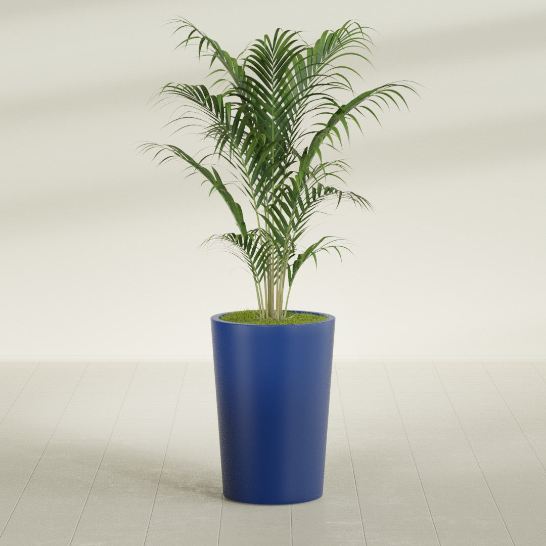 Tegel Medium Round Fiberglass Planter - 18 in x 18 in x 26 in - Matte Cobalt Blue - Matte Cobalt Blue,18 in x 18 in x 26 in