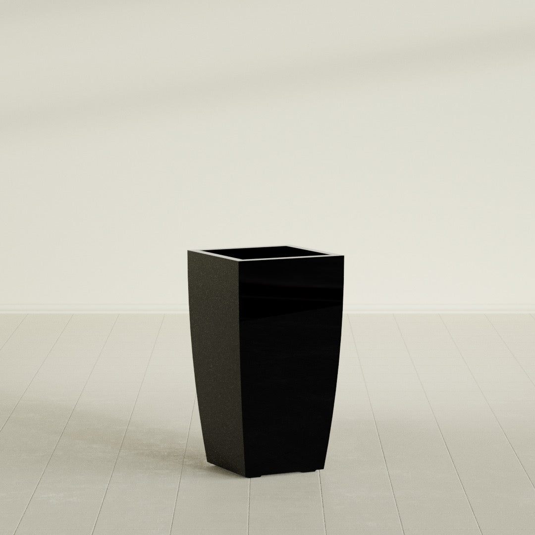 Toulan Large Tall Tapered Square Fiberglass Planter - 16 in x 16 in x 30 in - Gloss Black - Gloss Black,16 in x 16 in x 30 in