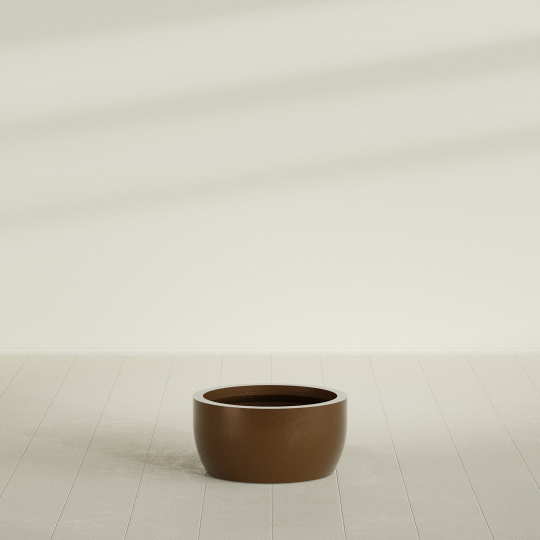 Casablanca Medium Round Low Bowl Fiberglass Planter - 24 in x 24 in x 12 in - Metallic Bronze - Metallic Bronze,24 in x 24 in x 12 in