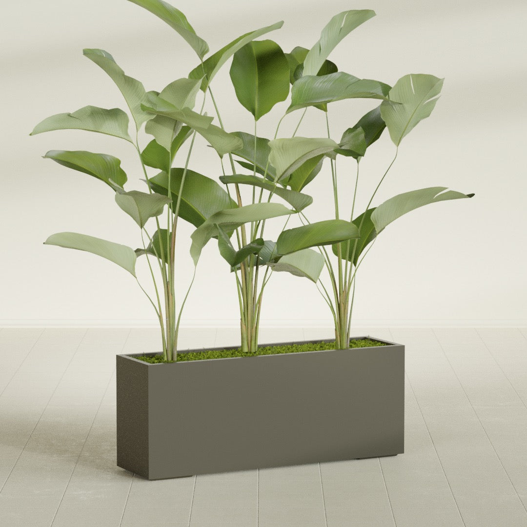 Tolga Extra Large Long Rectangle Fiberglass Planter - 60 in x 16 in x 24 in - Matte Bronze - Matte Bronze,60 in x 16 in x 24 in