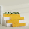 Cuba Large Long Rectangle Fiberglass Planter - 36 in x 14 in x 12 in - Gloss Saffron - Gloss Saffron,36 in x 14 in x 12 in