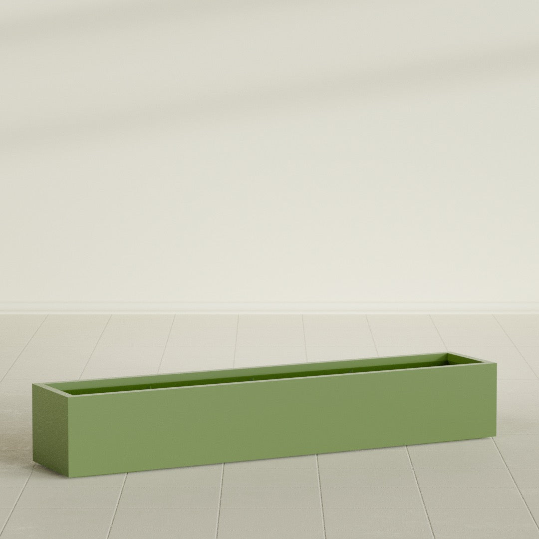 Cuba Extra Large Long Rectangle Fiberglass Planter - 72 in x 14 in x 12 in - Satin Green - Satin Green,72 in x 14 in x 12 in