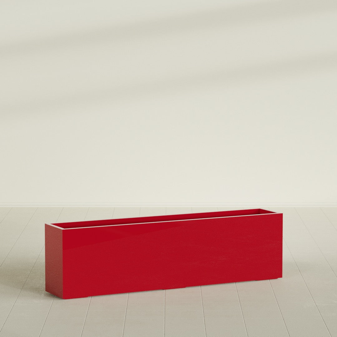 Hudson Extra Large Long Rectangle Fiberglass Planter - 100 in x 18 in x 28 in - Gloss Red - Gloss Red,100 in x 18 in x 28 in