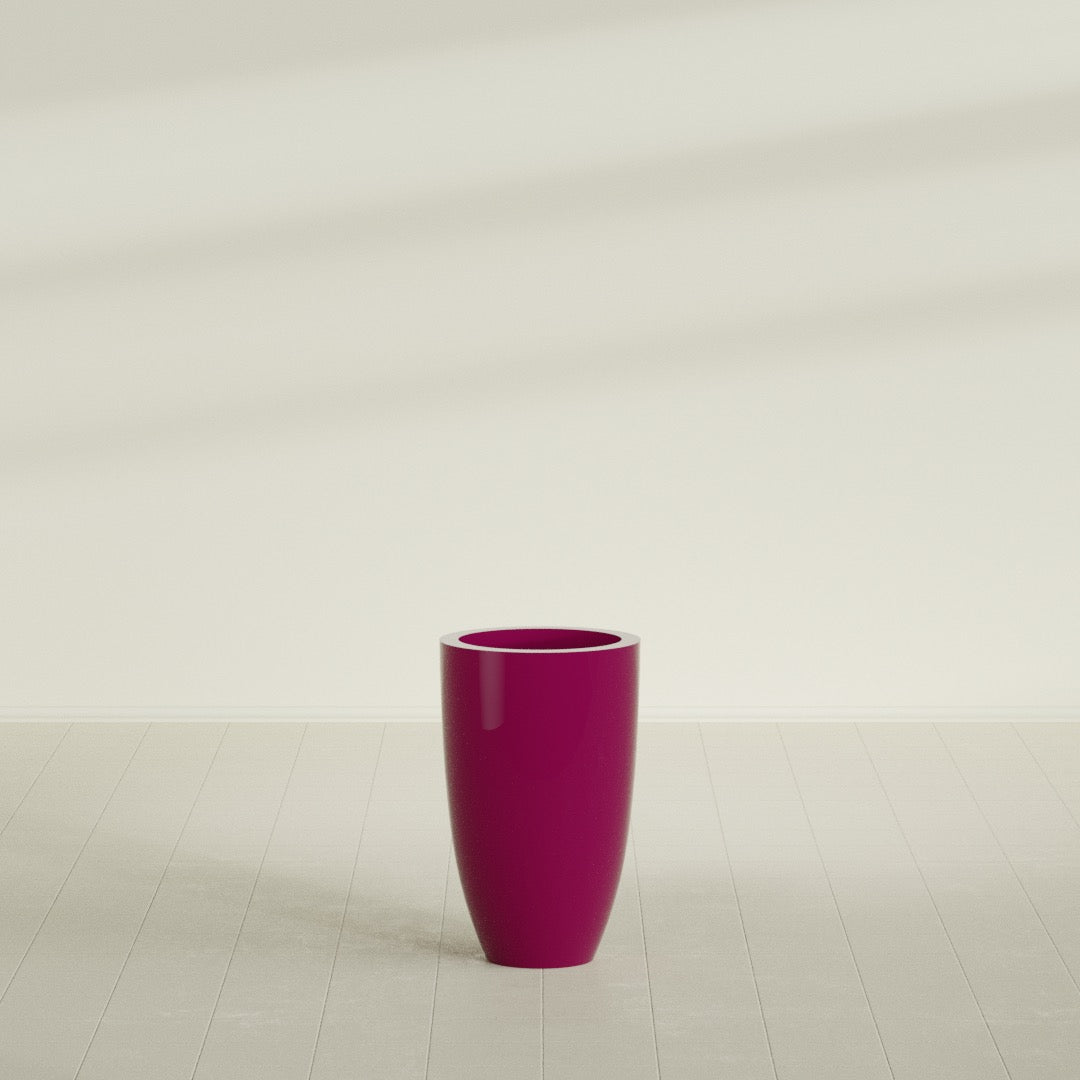 Brannan Medium Round Fiberglass Planter - 18 in x 18 in x 29 in - Gloss Eggplant - Gloss Eggplant,18 in x 18 in x 29 in