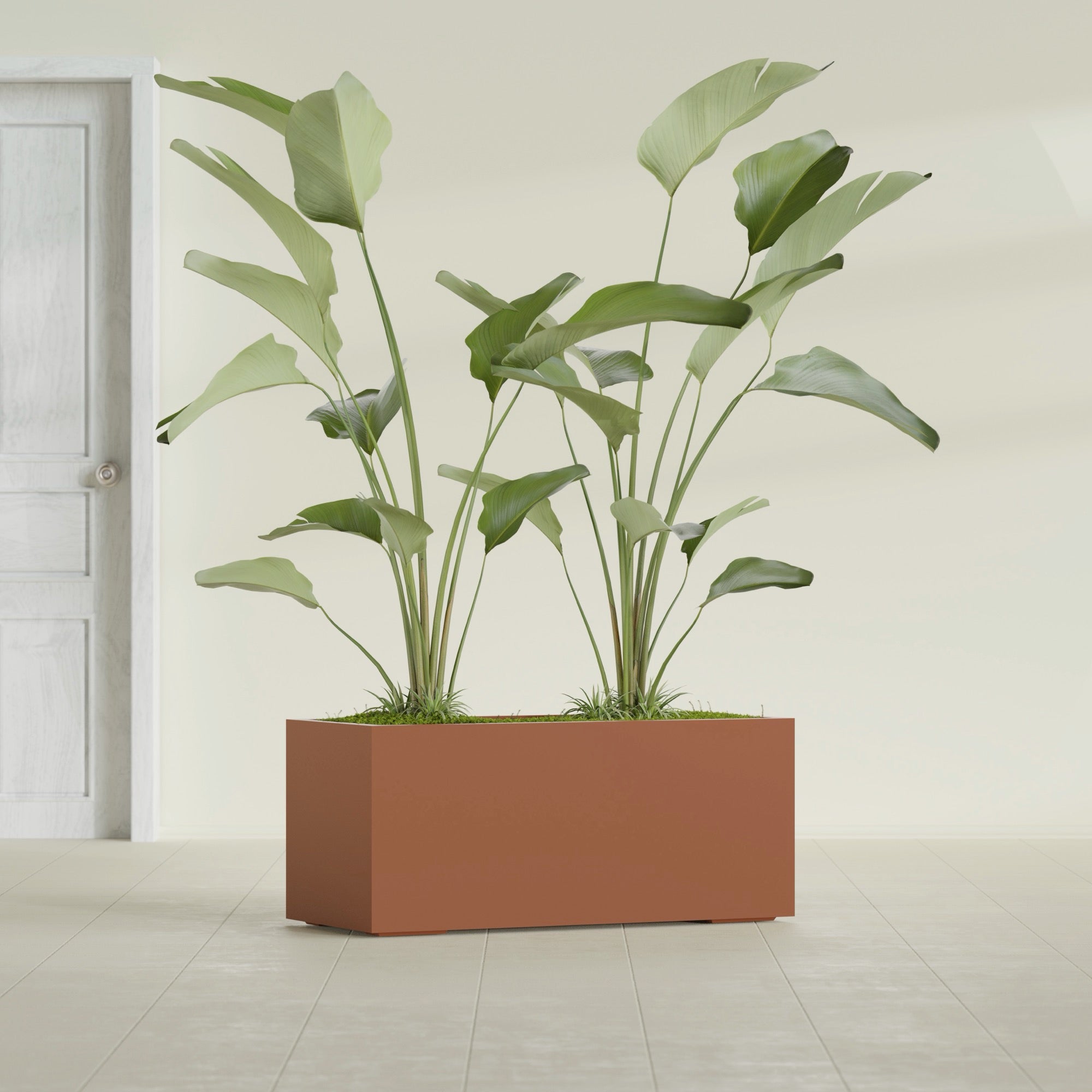 Badalona Large Tall Rectangle Fiberglass Planter - 39 in x 17 in x 17 in - Matte Terracotta - Matte Terracotta,39 in x 17 in x 17 in