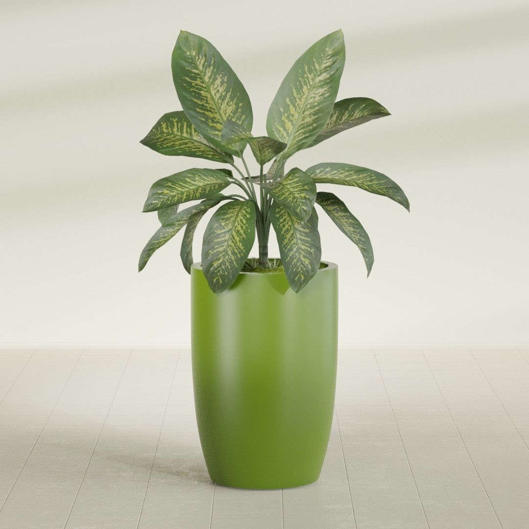 Lisbon Large Round Fiberglass Planter - 24 in x 24 in x 36 in - Satin Green - Satin Green,24 in x 24 in x 36 in