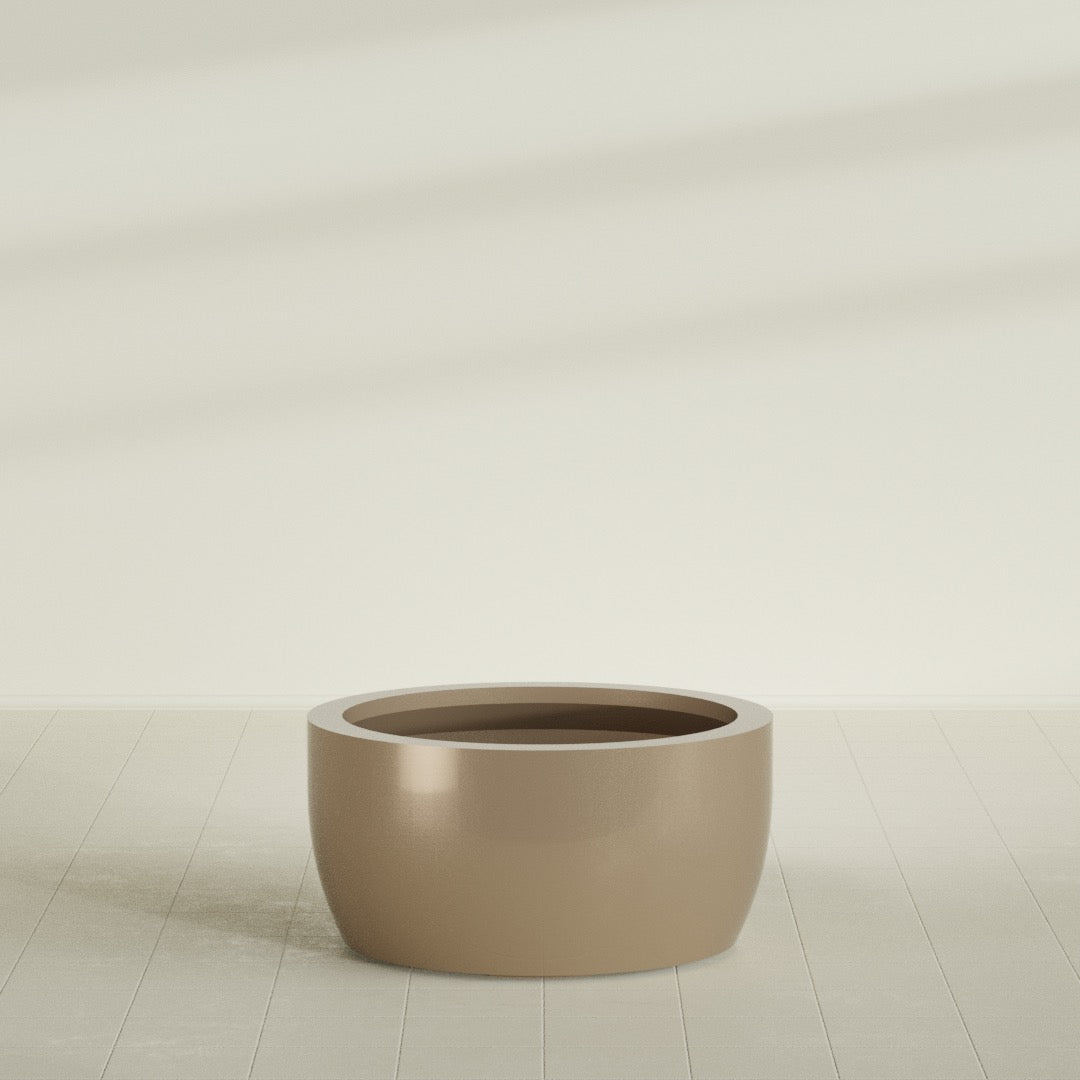 Casablanca Large Round Low Bowl Fiberglass Planter - 36 in x 36 in x 18 in - Metallic Gold - Metallic Gold,36 in x 36 in x 18 in