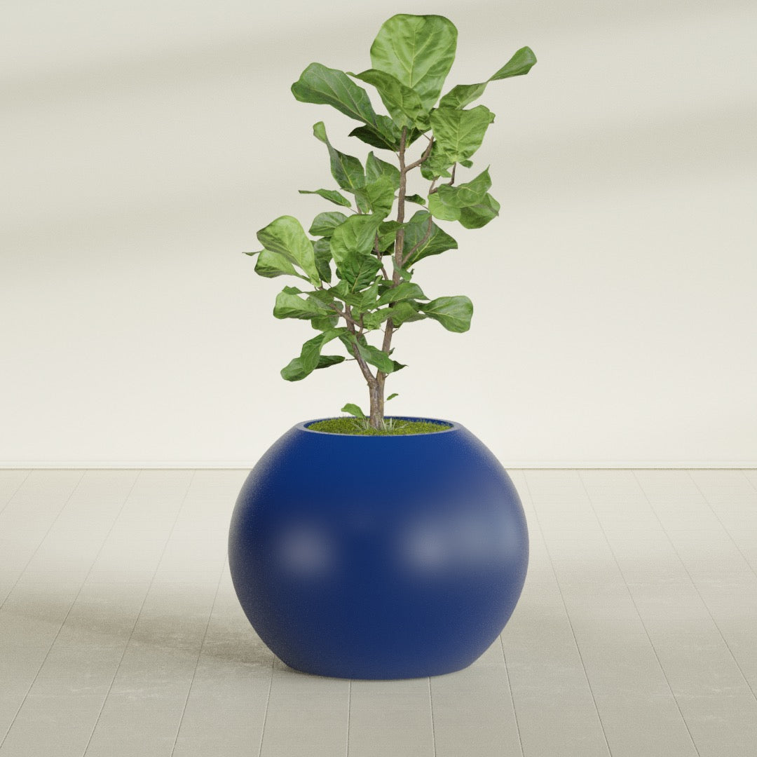 Globe Large Sphere Fiberglass Planter - 30 in x 30 in x 24 in - Matte Cobalt Blue - Matte Cobalt Blue,30 in x 30 in x 24 in