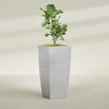 Toulan Extra Large Tall Tapered Square Fiberglass Planter - 28 in x 28 in x 60 in - Metallic Silver - Metallic Silver,28 in x 28 in x 60 in