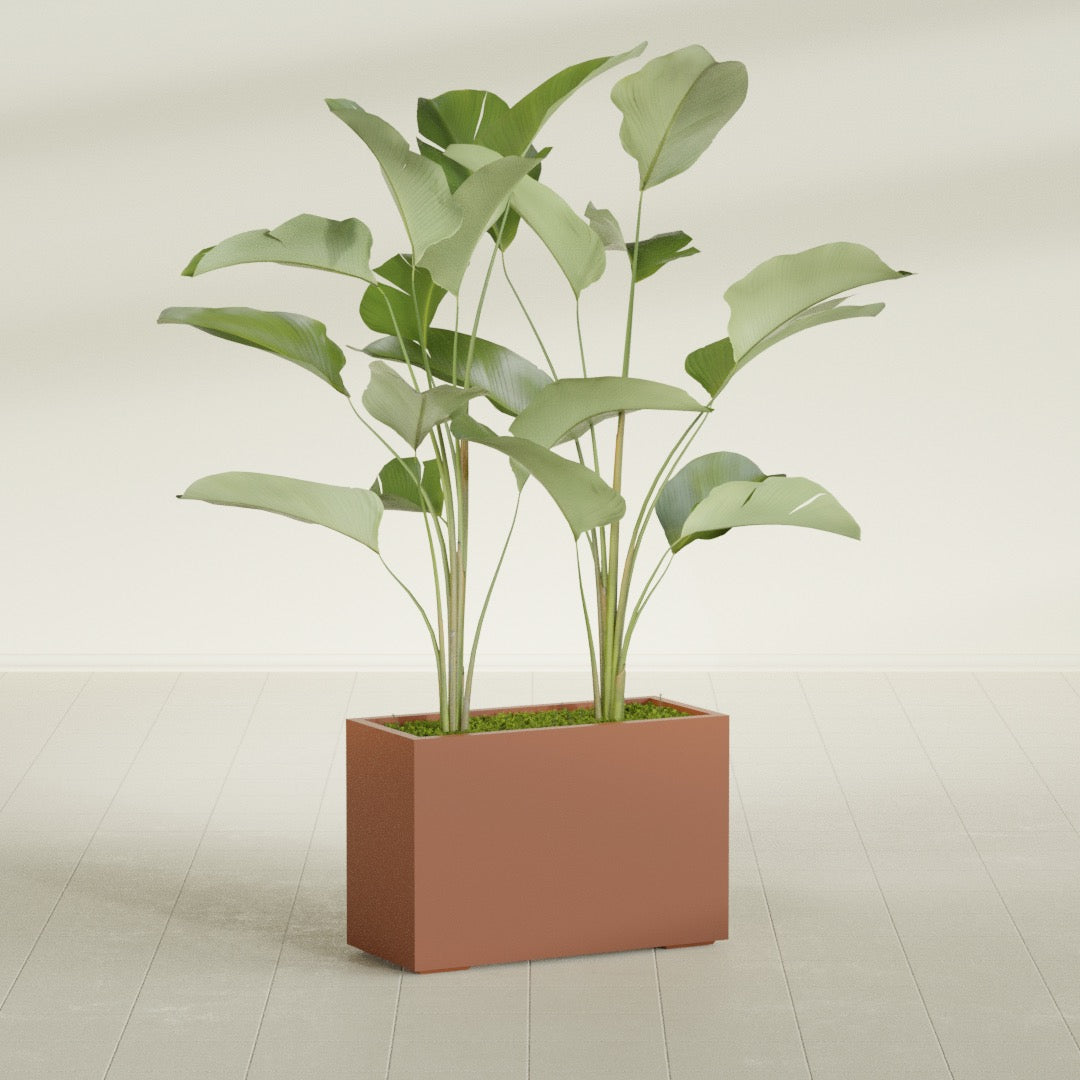 Tolga Large Rectangle Fiberglass Planter - 36 in x 16 in x 24 in - Matte Terracotta - Matte Terracotta,36 in x 16 in x 24 in