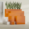 Delray Large Tall Rectangle Fiberglass Planter - 12 in x 12 in x 32 in - Gloss Tangerine - Gloss Tangerine,12 in x 12 in x 32 in