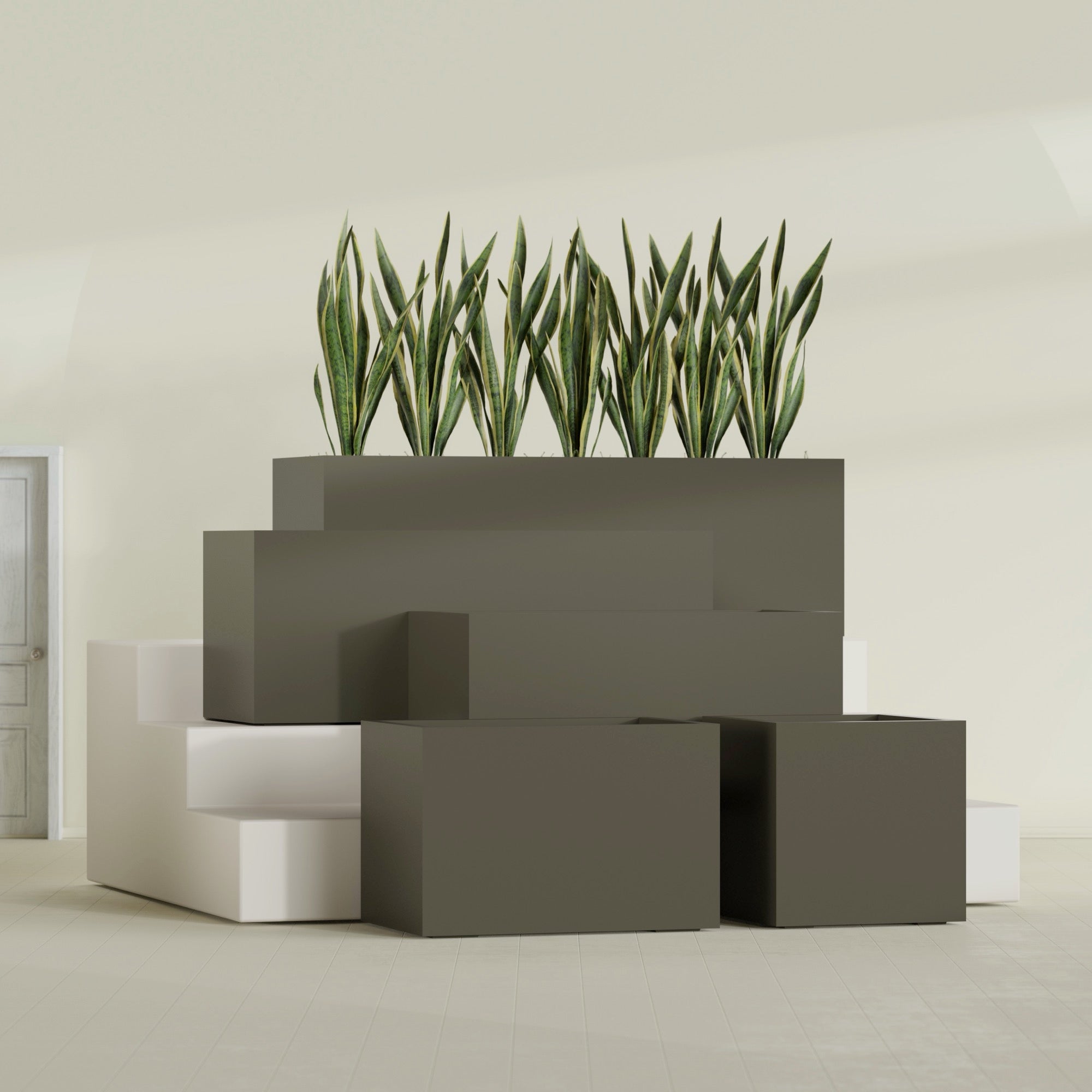 Granada Extra Large Long Rectangle Fiberglass Planter - 60 in x 24 in x 24 in - Matte Bronze - Matte Bronze,60 in x 24 in x 24 in