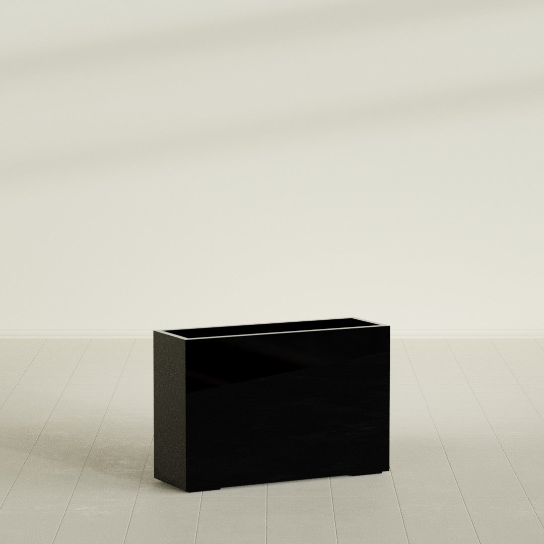 Potsdam Extra Large Long Rectangle Fiberglass Planter - 48 in x 16 in x 32 in - Gloss Black - Gloss Black,48 in x 16 in x 32 in