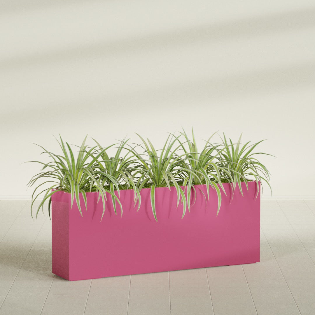 Hollywood Extra Large Narrow Rectangle Fiberglass Planter - 60 in x 12 in x 24 in - Gloss Pink Violet - Gloss Pink Violet,60 in x 12 in x 24 in