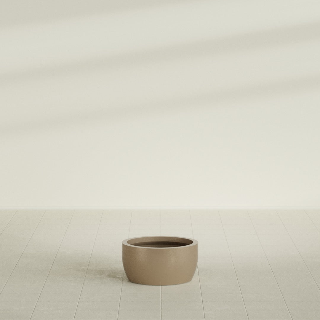 Casablanca Medium Round Low Bowl Fiberglass Planter - 20 in x 20 in x 10 in - Metallic Gold - Metallic Gold,20 in x 20 in x 10 in