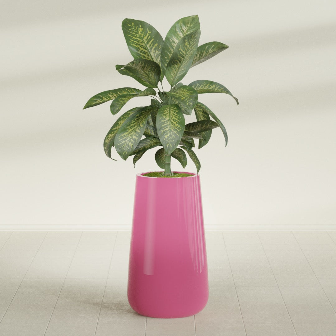 Saigon Extra Large Tapered Round Planter - 19 in x 24 in x 42 in - Gloss Pink Violet - Gloss Pink Violet,19.2 in x 24.2 in x 42 in