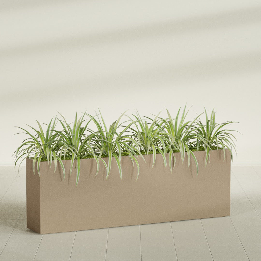 Hollywood Extra Large Narrow Rectangle Fiberglass Planter - 72 in x 12 in x 24 in - Metallic Gold - Metallic Gold,72 in x 12 in x 24 in