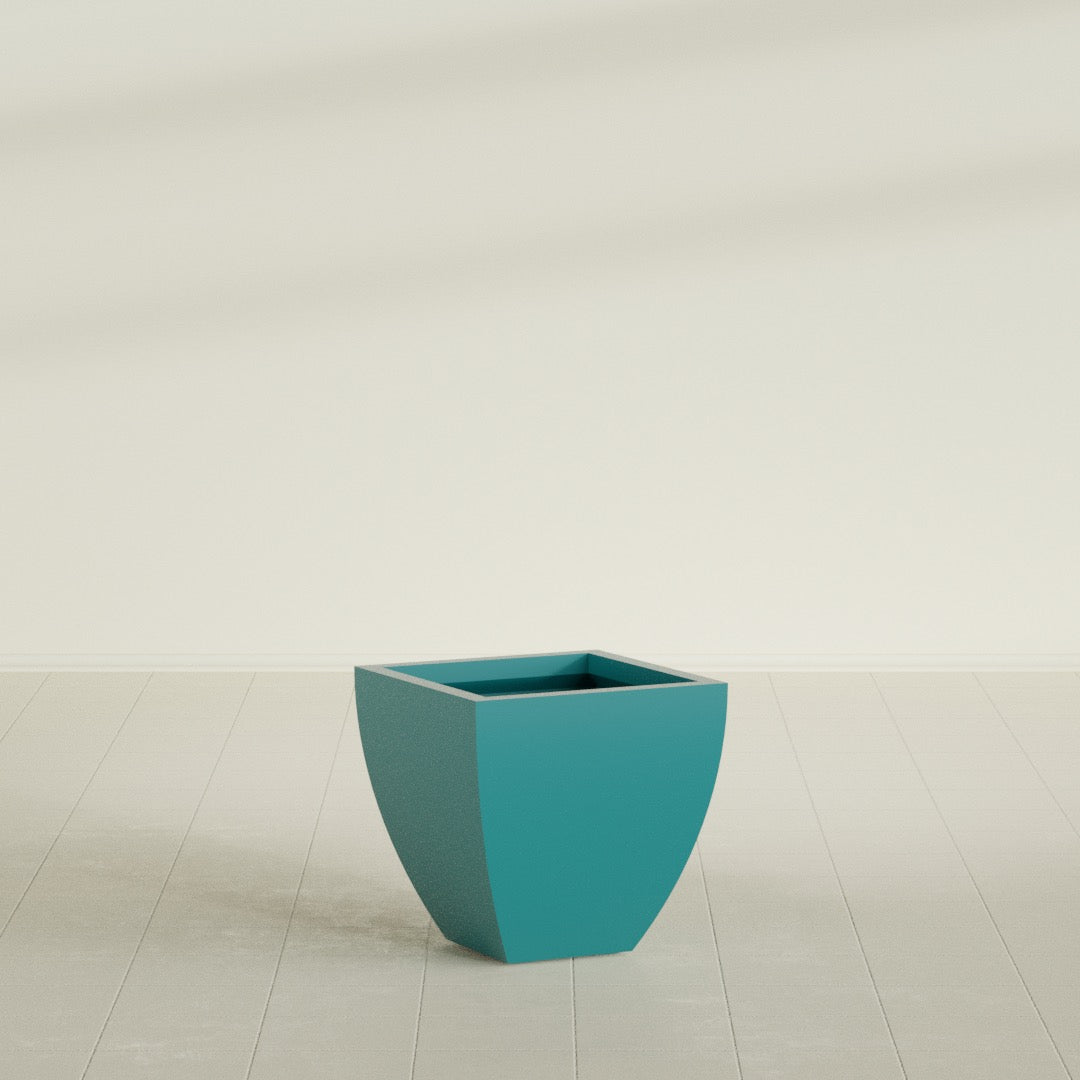 Lima Medium Tapered Square Fiberglass Planter - 20 in x 20 in x 20 in - Satin Sea Foam - Satin Sea Foam,20 in x 20 in x 20 in