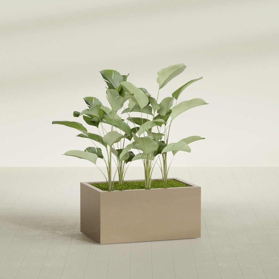 Torino Large Wide Rectangle Fiberglass Planter - 36 in x 24 in x 18 in - Metallic Gold - Metallic Gold,36 in x 24 in x 18 in