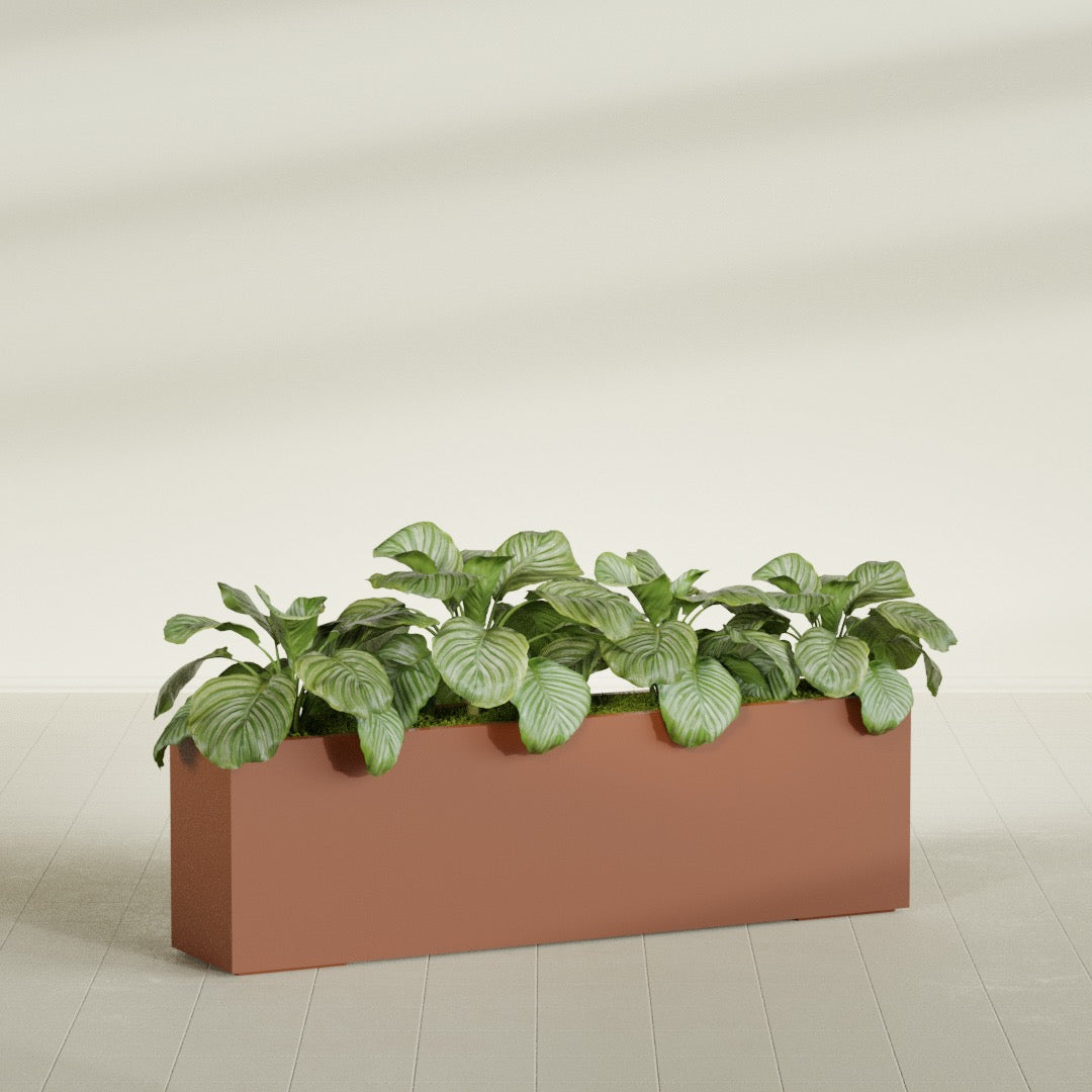 Miami Extra Large Narrow Rectangle Fiberglass Planter - 60 in x 12 in x 18 in - Matte Terracotta - Matte Terracotta,60 in x 12 in x 18 in