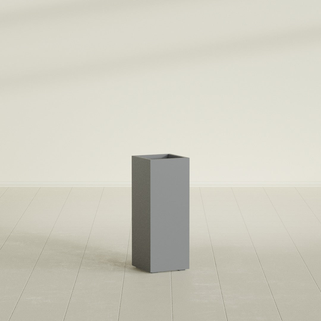 Perth Large Tall Rectangle Fiberglass Planter - 16 in x 16 in x 42 in - Metallic Gunmetal - Metallic Gunmetal,16 in x 16 in x 42 in